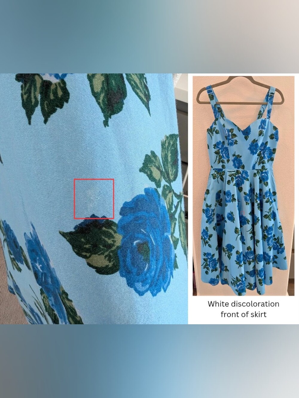 RARE Vixen by Micheline Pitt Blue Floral Fit-and-Flare Dress - Picture 7 of 8